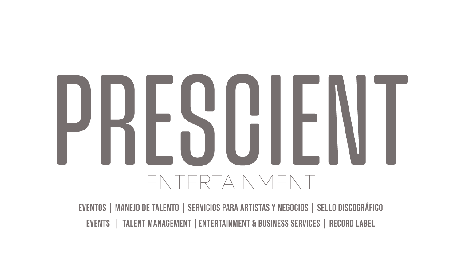 Prescient Entertainment Logo With Services Mentioned